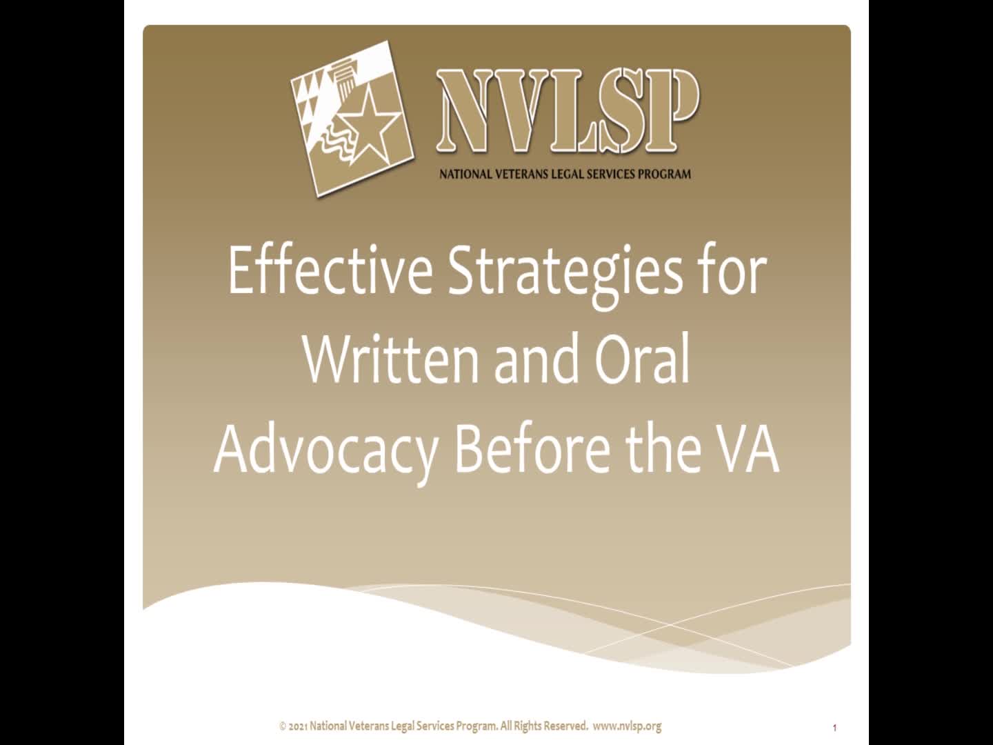Effective Strategies for Written and Oral Advocacy Before the VA (VSO